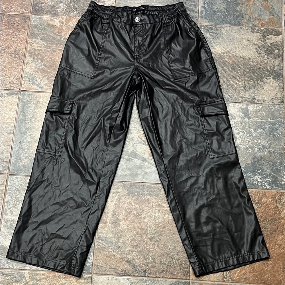 Almost Famous Shiny Black Cargo Pants